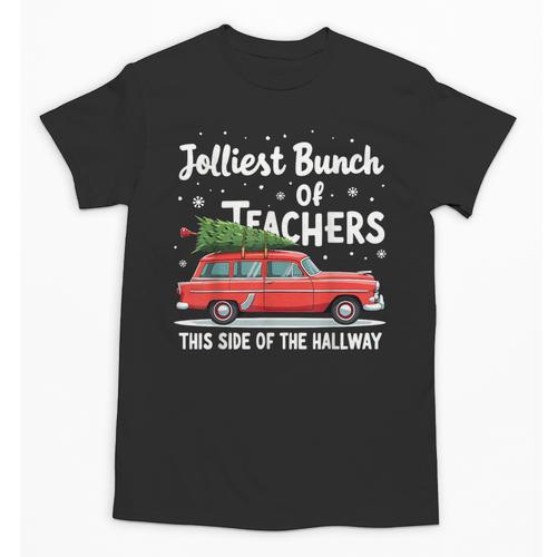 Jolliest Bunch Of Teachers This Side Of The Hallway Xmas PJ Unisex T-Shirt - teacherstshirts.com
