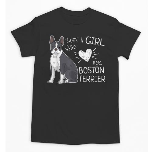 Just A Girl Who Loves Her Boston Terrier Puppy Love Unisex T-Shirt - Bostonterriersmerch.com