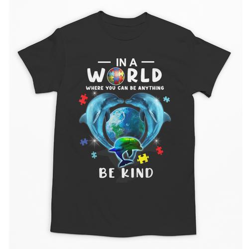 Be Kind Dolphin Autism Awareness Back To School Teacher Men Women Kids Unisex T-Shirt - teacherstshirts.com UK