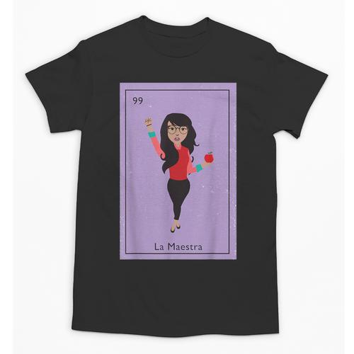 La Maestra Mexican Bingo Card Teacher Lottery Card Unisex T-Shirt - teacherstshirts.com UK