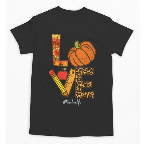 Leopard Pumpkin Love Teacher Life Thanksgiving Fall Women Unisex T-Shirt - teacherstshirts.com AU