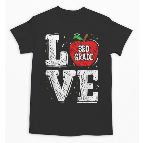 LOVE Apple 3rd Grade Teacher Student School Unisex T-Shirt - teacherstshirts.com AU