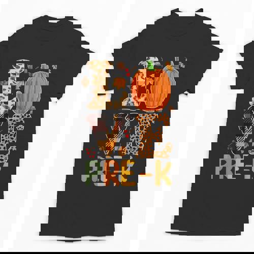 Love Pre-k Teacher Shirts Autumn Fall Pumpkin Fall Leopard Unisex T-Shirt - teacherstshirts.com