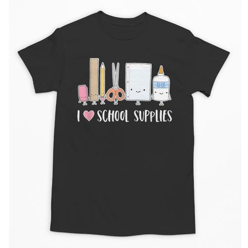 I Love School Supplies Teacher Shirt Unisex T-Shirt - teacherstshirts.com AU