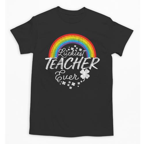 Luckiest Teacher Ever Rainbow- St Patricks Day Teacher Unisex T-Shirt - teacherstshirts.com UK