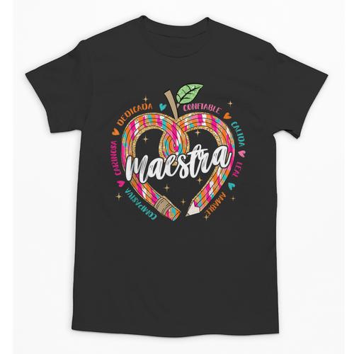 Maestra Pencil Spanish Teacher Bilingual 100 Days Of School Unisex T-Shirt - teacherstshirts.com CA