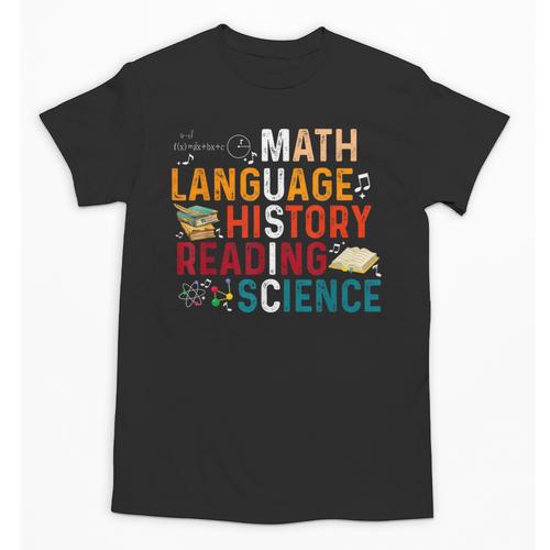 Math Language History Reading Science Music Teacher Unisex T-Shirt - teacherstshirts.com