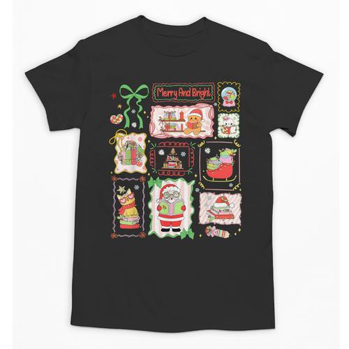 Merry And Bright Christmas Gingerbread Santa Book Teacher Unisex T-Shirt - teacherstshirts.com UK