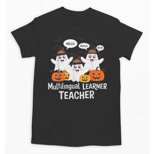 Multilingual Learner Teacher Spooky Halloween ESL Teacher Unisex T-Shirt - teacherstshirts.com UK