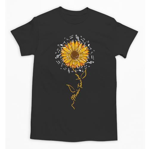 Music Teacher Shirt Sunflower Music Notes Musician Singer Unisex T-Shirt - teacherstshirts.com