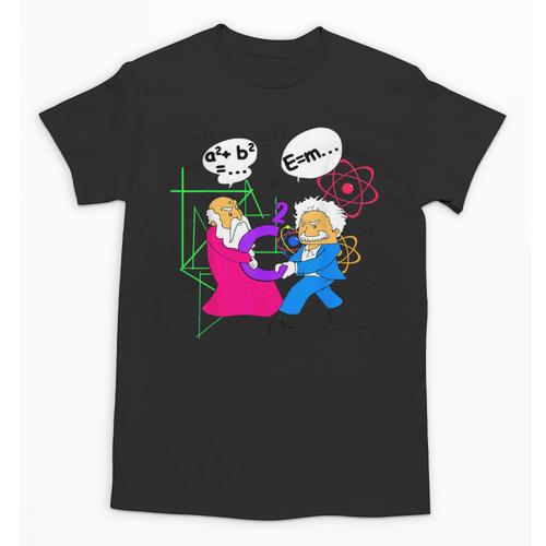 Nerdy Pythagoras Fighting Over C Squared Math Teacher Unisex T-Shirt - teacherstshirts.com
