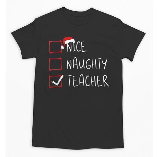 Nice Naughty Teacher Christmas List Instructor Santa Claus Men Women Unisex T-Shirt - teacherstshirts.com CA