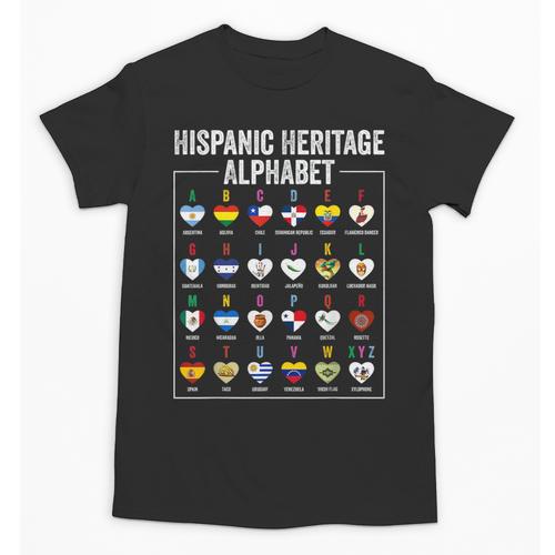 Hispanic Flags Alphabet Hearts Latin Heritage For Teacher Unisex T-Shirt - teacherstshirts.com DE