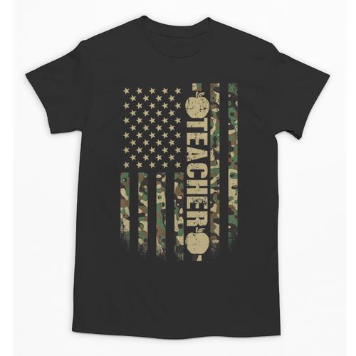 Patriotic Teacher American Flag Camouflage 4th Of July Camo Unisex T-Shirt - teacherstshirts.com UK