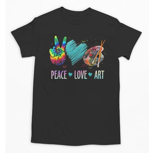 Peace Love Art Painting Palette Art Teacher Unisex T-Shirt - teacherstshirts.com CA