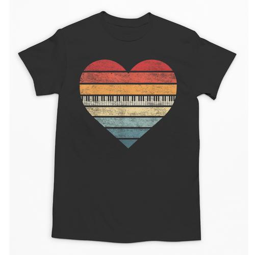 Pianist Retro Sunset Piano Keyboard Player Teacher Unisex T-Shirt - teacherstshirts.com UK