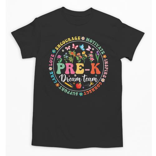 Pre-K Dream Team Back To School Teacher Flower Unisex T-Shirt - teacherstshirts.com