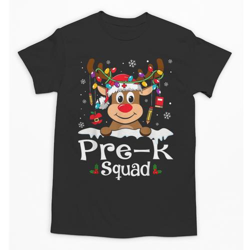 Pre-k Teacher Squad Reindeer Teacher Christmas Unisex T-Shirt - teacherstshirts.com UK