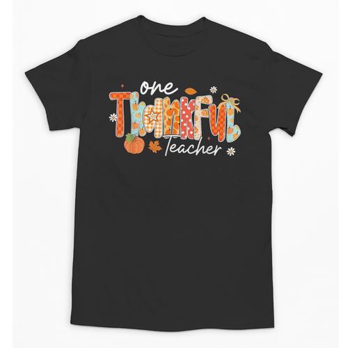 Preppy One Thankful Teacher Coquette Thanksgiving Teacher Unisex T-Shirt - teacherstshirts.com AU