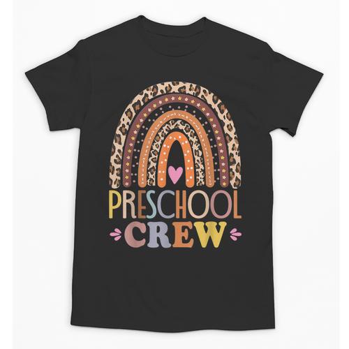Preschool Crew Cute Leopard Rainbow Back To School Teachers Unisex T-Shirt - teacherstshirts.com UK