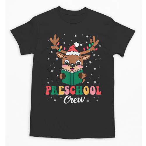 Preschool Crew Xmas Reindeer Teacher Student Christmas Unisex T-Shirt - teacherstshirts.com AU