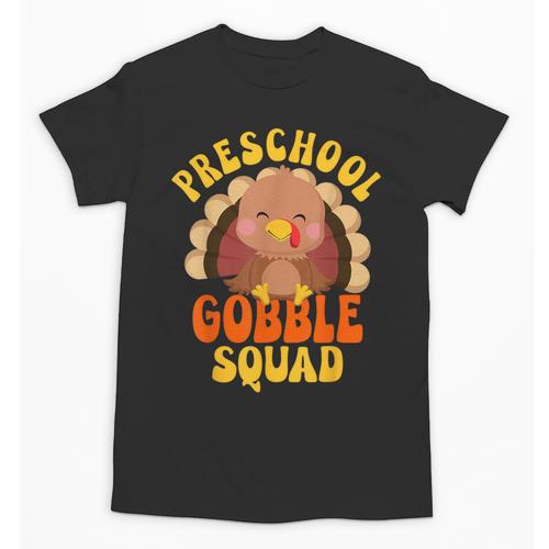 Preschool Gobble Squad Cute Turkey Thanksgiving Teacher Unisex T-Shirt - teacherstshirts.com
