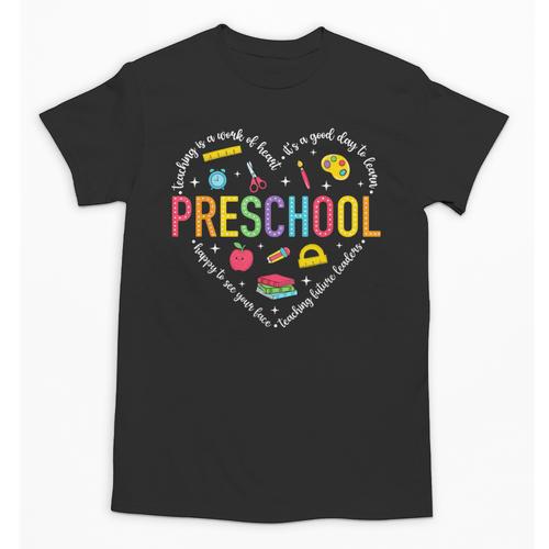 Preschool Teacher Pre-K Heart First Day Of Preschool Kids Unisex T-Shirt - teacherstshirts.com AU