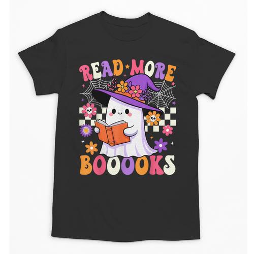 Read More Books Ghost Reading Book Teacher Halloween Unisex T-Shirt - teacherstshirts.com UK