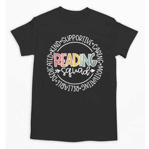 Reading Squad Teacher Reader Librarian Interventionist Team Unisex T-Shirt - teacherstshirts.com
