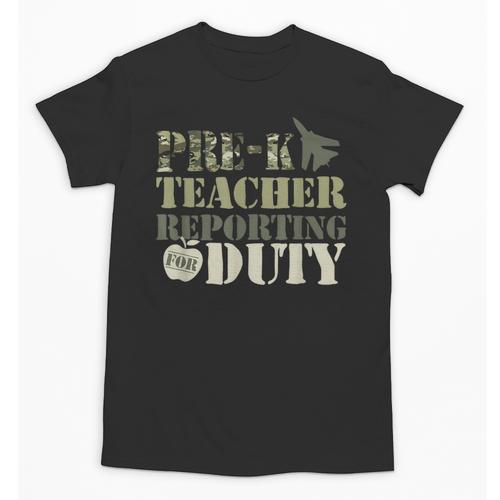 Retro Back To School Women Old Camo Pre-K Teacher Unisex T-Shirt - teacherstshirts.com AU