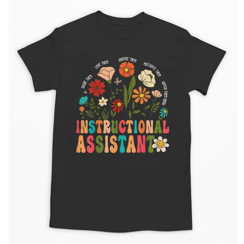 Retro Instructional Assistant Wildflowers Teacher Aide Unisex T-Shirt - teacherstshirts.com DE