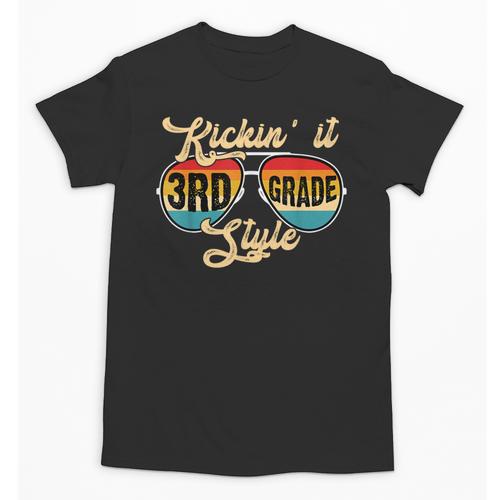 Retro Kickin It 3rd Grade Style Teacher Back To School Men Women Unisex T-Shirt - teacherstshirts.com UK