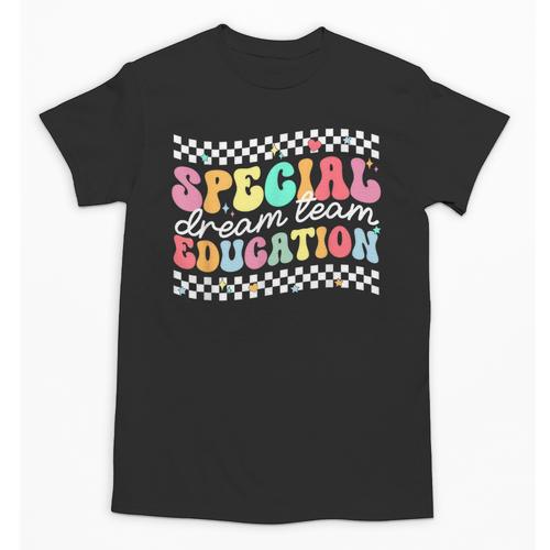 Retro Special Education Squad Groovy Dream Team SPED Teacher Unisex T-Shirt - teacherstshirts.com DE
