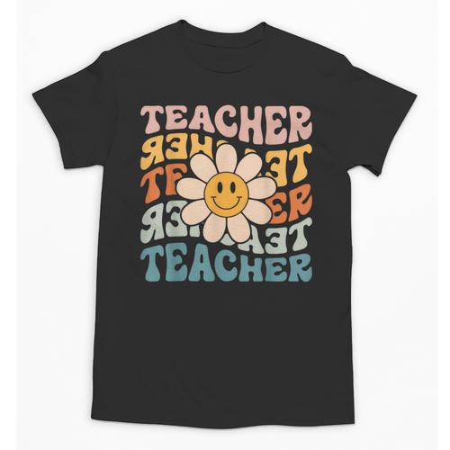 Retro Teacher Daisy Colorful Elementary School Teacher Unisex T-Shirt - teacherstshirts.com