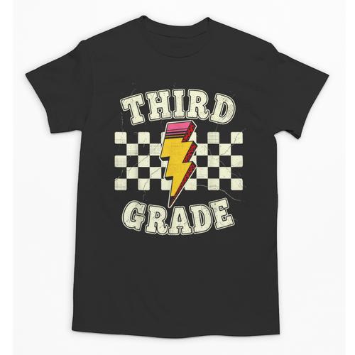 Retro Third Grade Teacher Lightning Bolt Pencil Teacher Kids Unisex T-Shirt - teacherstshirts.com AU