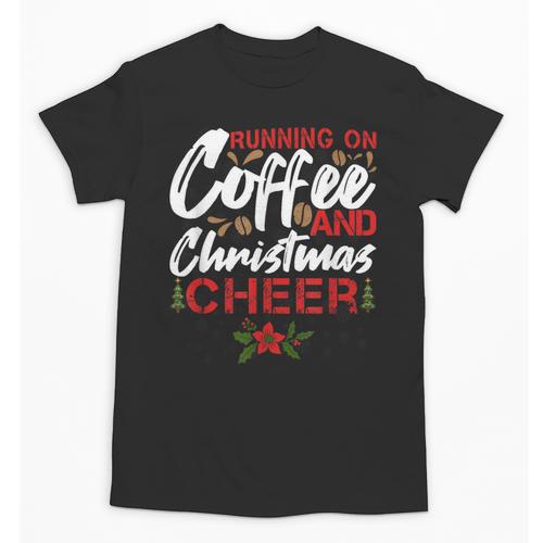 Running On Coffee And Christmas Cheer Lover Teacher For Men Women Kids Unisex T-Shirt - teacherstshirts.com