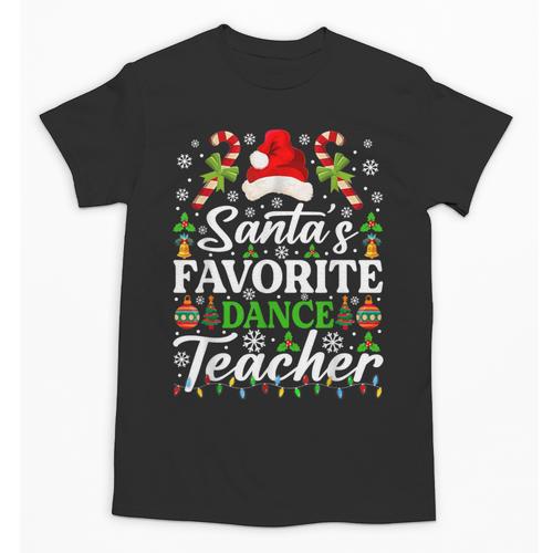 Santa's Favorite Dance Teacher Shirt Christmas Pajama Unisex T-Shirt - teacherstshirts.com