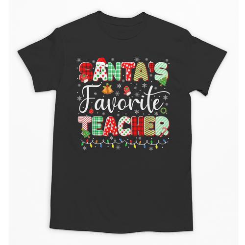 Santas Favorite Teacher Christmas Matching Xmas Men Women Unisex T-Shirt - teacherstshirts.com CA