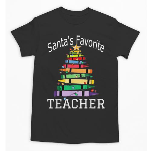 Santa's Favorite Teacher Idea For Christmas Teachers Unisex T-Shirt - teacherstshirts.com AU