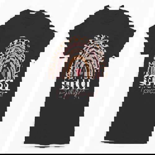 School Psych Teacher School Psychologist Leopard Rainbow Unisex T-Shirt - teacherstshirts.com