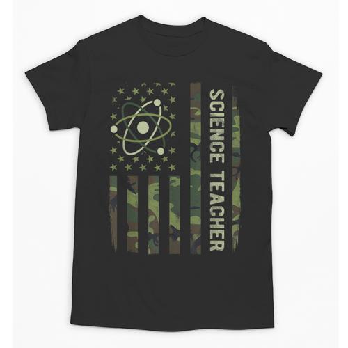 Science Teacher Camo American Flag Back To School Unisex T-Shirt - teacherstshirts.com DE