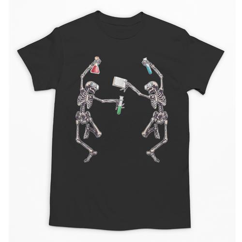 Science Teacher Dancing Skeleton Halloween Chemist Scientist Unisex T-Shirt - teacherstshirts.com AU