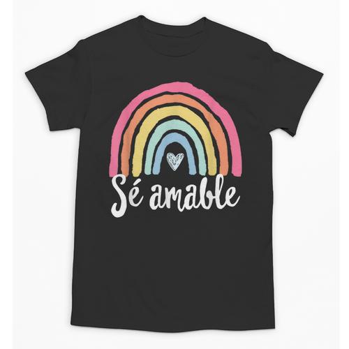 Sé Amable Spanish Bilingual Teacher Be Kind Boho Rainbow Unisex T-Shirt - teacherstshirts.com