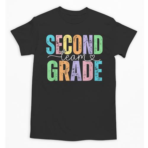 Second Grade Team Heart Teacher Student Back To School Girls Unisex T-Shirt - teacherstshirts.com AU