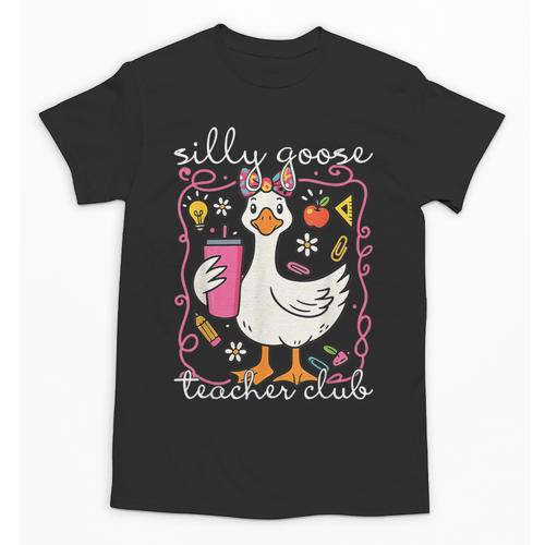Silly Goose Teacher Club Animal Lover Groovy Teacher Unisex T-Shirt - teacherstshirts.com UK