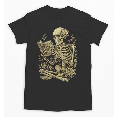 Skeleton Book Floral Skull Halloween Teacher Costume Unisex T-Shirt - teacherstshirts.com AU