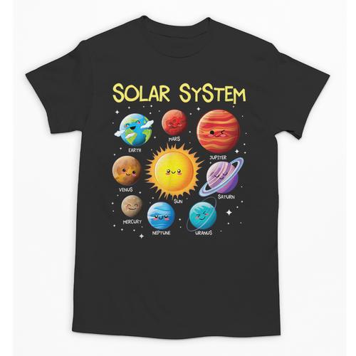 Solar System Cute Face Planets Space Science Teacher School Unisex T-Shirt - teacherstshirts.com UK