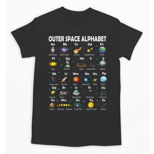 Space Alphabet Galaxy Astronaut Planets Student Teacher Unisex T-Shirt - teacherstshirts.com AU