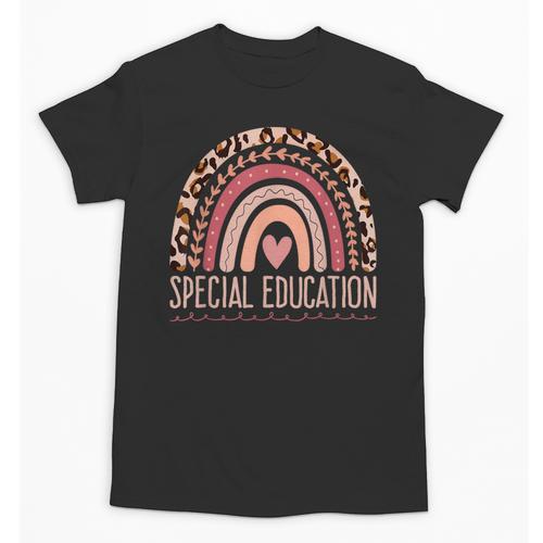 Special Education Shirt Teacher SPED Leopard Boho Rainbow Unisex T-Shirt - teacherstshirts.com
