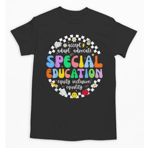 Special Education Teacher SPED Squad Team Kids Men Groovy Unisex T-Shirt - teacherstshirts.com DE